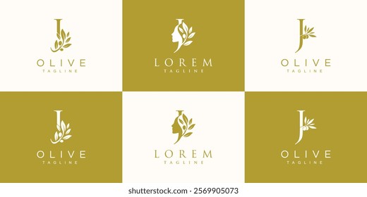 Olive logo design collection with initial letter j and modern concept Premium Vector