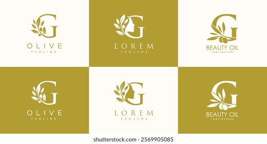 Olive logo design collection with initial letter g and modern concept Premium Vector