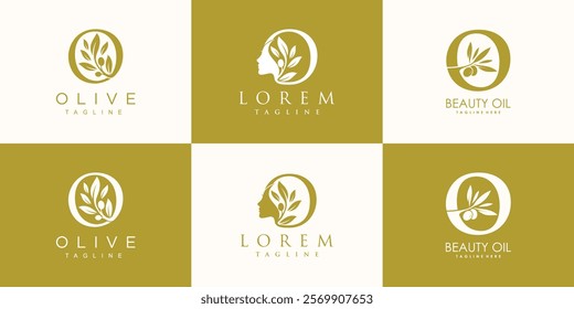 Olive logo design collection with initial letter o and modern concept Premium Vector