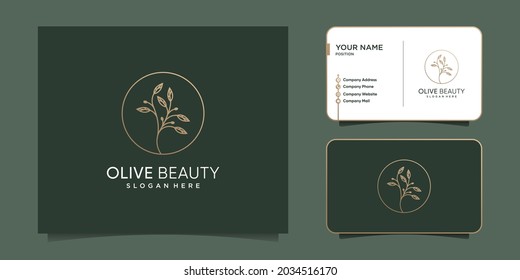 Olive logo design with creative line style Premium Vector