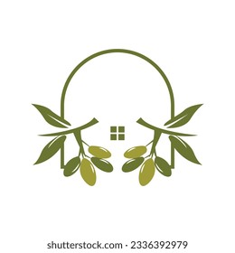 Olive Logo Design, Olive Oil Tree Vector, Simple Illustration Template