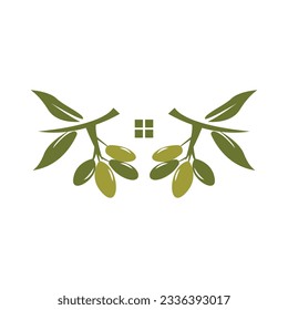 Olive Logo Design, Olive Oil Tree Vector, Simple Illustration Template