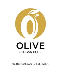 Diseño de logotipo de oliva concepto simple Vector Premium