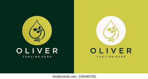 Olive logo design vector with creative abstract concept Premium vector