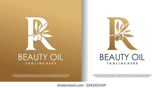 Olive logo design vector with initial letter R and modern concept Premium Vector