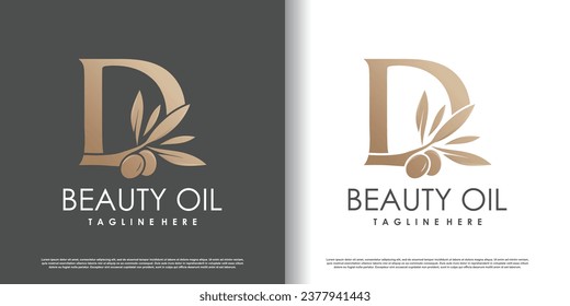 Olive logo design vector with initial letter d and modern concept Premium Vector