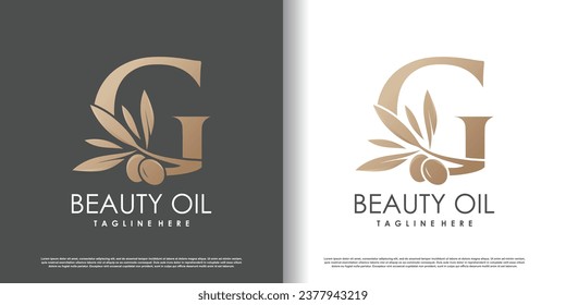 Olive logo design vector with initial letter g and modern concept Premium Vector