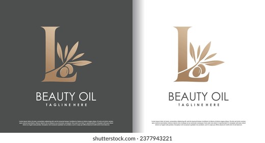 Olive logo design vector with initial letter l and modern concept Premium Vector