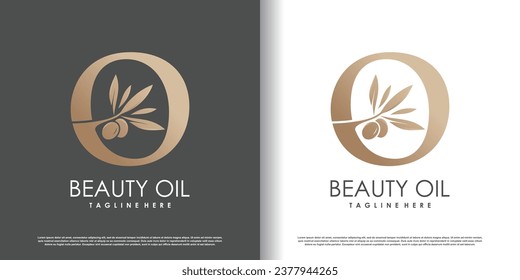 Olive logo design vector with initial letter o and modern concept Premium Vector