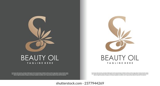 Olive logo design vector with initial letter s and modern concept Premium Vector