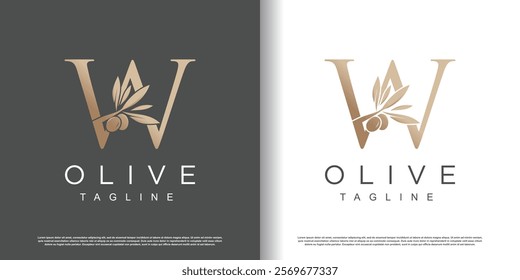 Olive logo design vector with initial letter W and modern concept Premium Vector