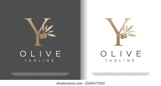 Olive logo design vector with initial letter Y and modern concept Premium Vector