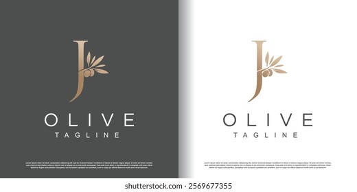 Olive logo design vector with initial letter J and modern concept Premium Vector