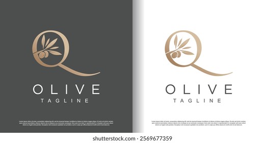 Olive logo design vector with initial letter Q and modern concept Premium Vector