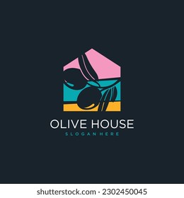 Olive logo desing idea with unique style concept