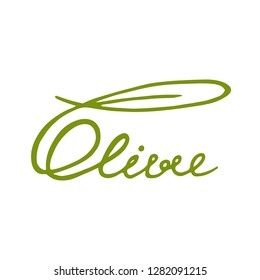 Olive logo. Hand drawn, graphics sketch, stylized word, handwritten.