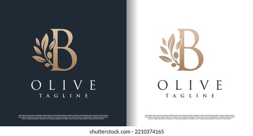 Olive logo icon with letter b concept Premium Vector