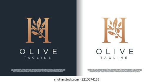 Olive logo icon with letter h concept Premium Vector