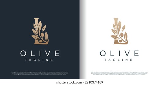 Olive logo icon with letter l concept Premium Vector