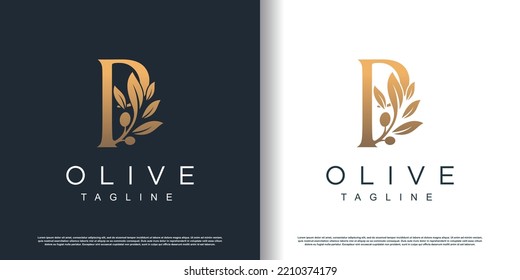 Olive logo icon with letter p concept Premium Vector