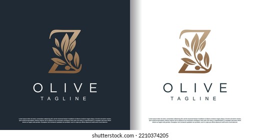 Icono de logotipo de oliva con concepto de letra z Vector Premium