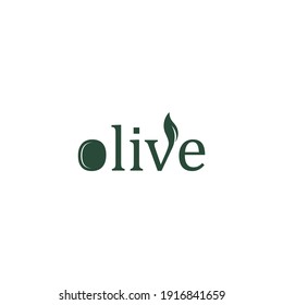 olive logo with natural olive seed illustration on white background
