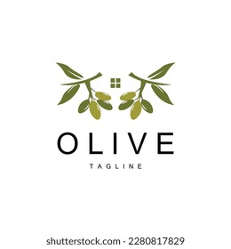 Olive Logo, Olive Oil Plant Vector, Natural Herbal Health Medicine Design, Illustration Template Icon