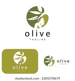 Olive Logo, Olive Oil Plant Vector, Natural Herbal Health Medicine Design, Illustration Template Icon