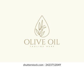 olive logo vector illustration. line drop olive oil logo template