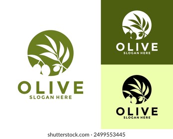 Olive Logo Vector Illustration, Premium Olive Oil logo Design Template