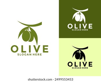 Olive Logo Vector Illustration, Premium Olive Oil logo Design Template