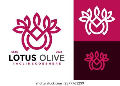 Olive Lotus Leaf Letter M Logo Design Vektorsymbol