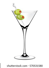 Olive Martini cocktail drink vector