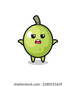 olive mascot character saying I do not know , cute style design for t shirt, sticker, logo element