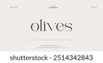 Olive Modern minimal abstract alphabet fonts. Typography technology, electronic, movie, digital, music, future, logo creative font.