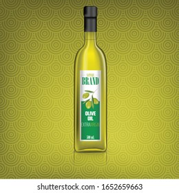 aceite de oliva y algunos de sus elementos nutritivos y olivos, ilustración 3d