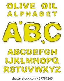 Olive Oil Alphabet. Vector Letters Set.