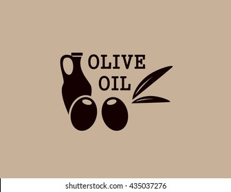 olive oil background with jug and two olive silhouette