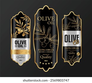 olive oil black labels banner sticker vintage premium luxury gold