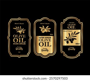 olive oil black labels banner sticker vintage premium luxury gold