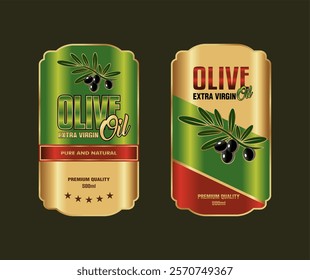 olive oil black labels banner sticker vintage premium luxury gold