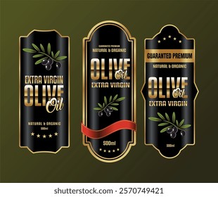 olive oil black labels banner sticker vintage premium luxury gold