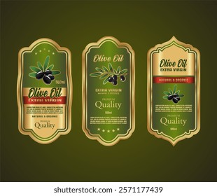 olive oil black labels banner sticker vintage premium luxury gold