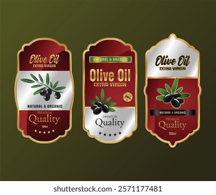 olive oil black labels banner sticker vintage premium luxury gold