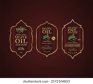 olive oil black labels banner sticker vintage premium luxury gold