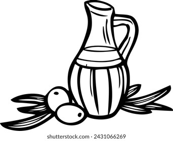 Aceite de oliva blanco y negro ilustración vectorial