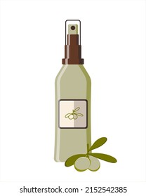 Olive oil body spray. Flat design. 