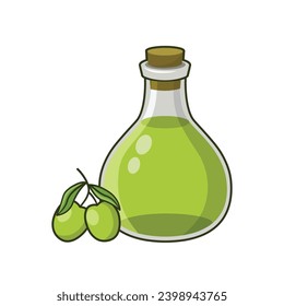 Olive oil in a bootle. Vector illustration design