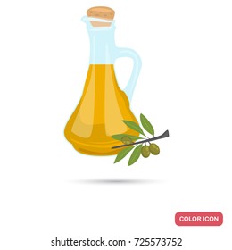 Olive oil bottle color flat icon