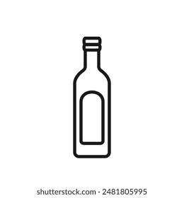 Olive oil bottle flat icon vector illustration isolated on white background. Minimalist outline pictogram for web and mobile application. Flat design style. Editable stroke. Recyclable packaging